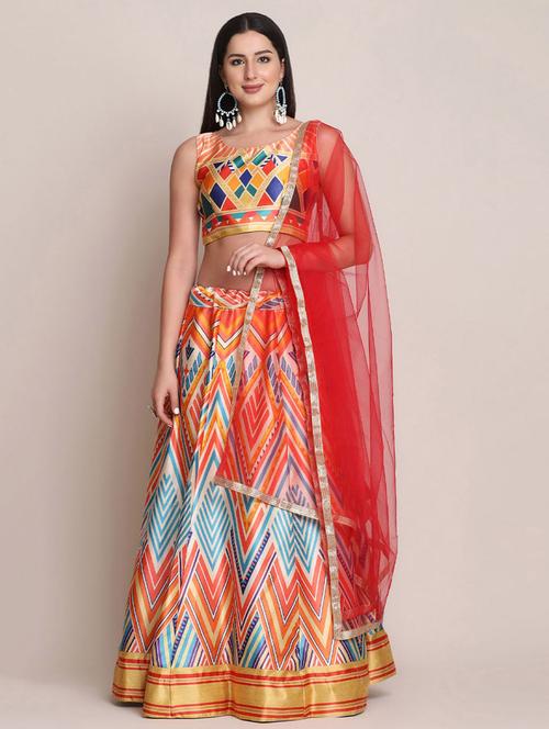 embroidered lehenga choli set with dupatta - 19509999 - Very Small Image - 1