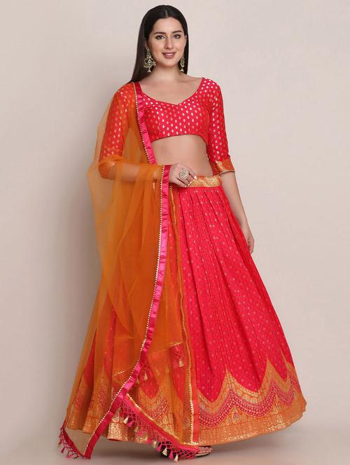 embroidered lehenga choli set with dupatta - 19510000 - Very Small Image - 1