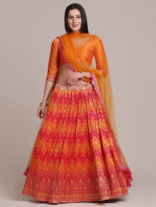 embroidered lehenga choli set with dupatta - 19510002 - Very Small Image - 1