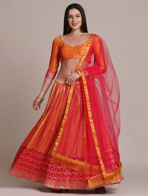 embroidered lehenga choli set with dupatta - 19510003 - Very Small Image - 1