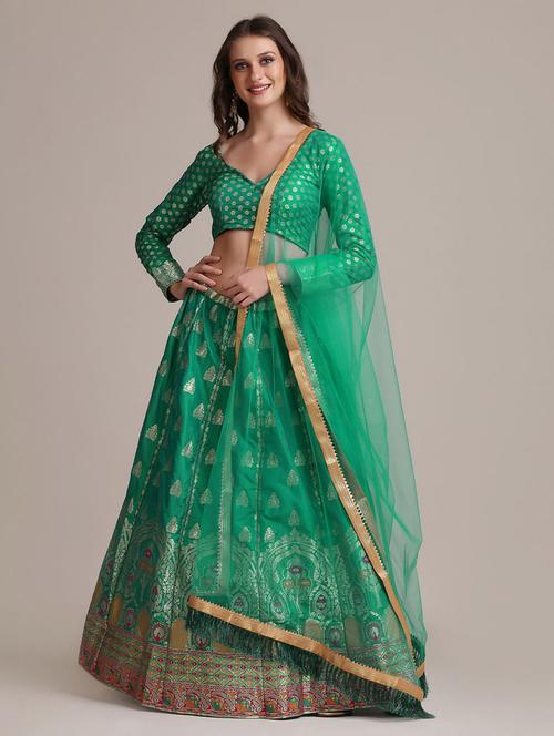 embroidered lehenga choli set with dupatta - 19510020 - Very Small Image - 1