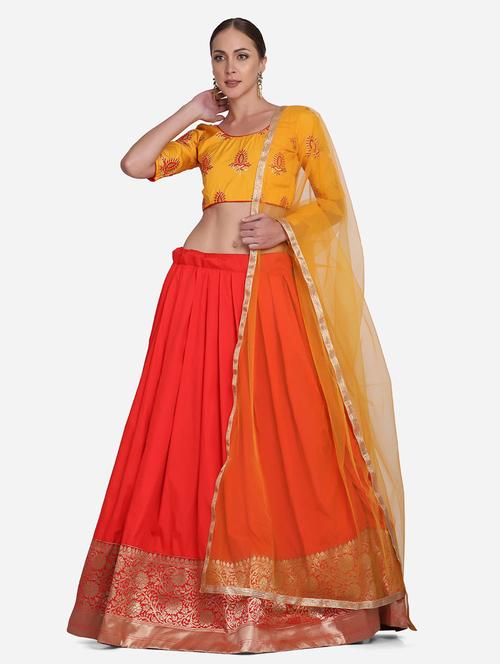 embroidered lehenga choli set with dupatta - 19510040 - Very Small Image - 1