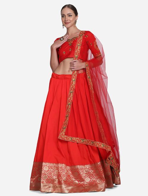 embroidered lehenga choli set with dupatta - 19510041 - Very Small Image - 1