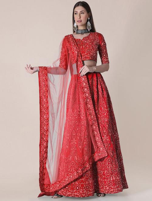 embroidered lehenga choli set with dupatta - 19510047 - Very Small Image - 1