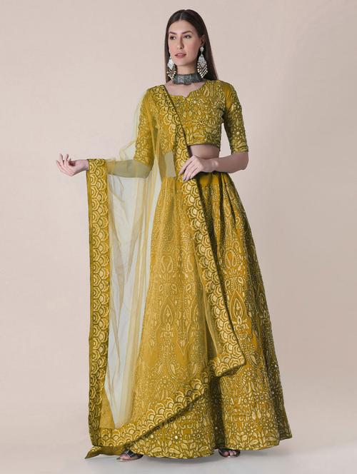 embroidered lehenga choli set with dupatta - 19510050 - Very Small Image - 1