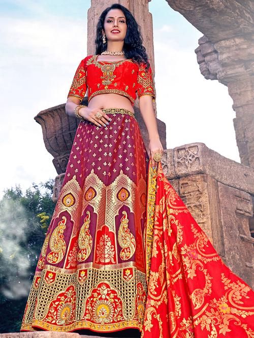 embroidered lehenga choli set with dupatta - 19510066 - Very Small Image - 1
