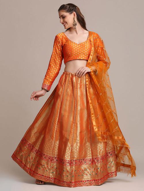embroidered lehenga choli set with dupatta - 19510077 - Very Small Image - 1