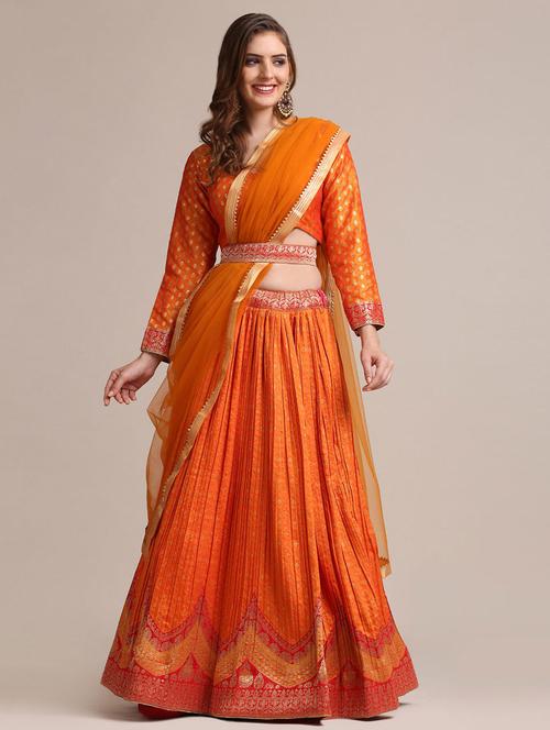 embroidered lehenga choli set with dupatta - 19510080 - Very Small Image - 1