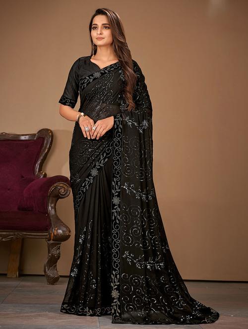 black saree with blouse - 19510188 - Very Small Image - 1