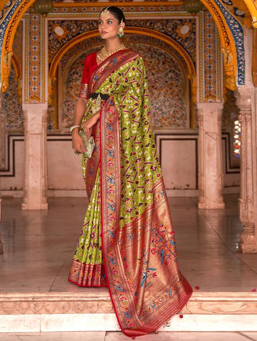 green zari weave saree - 19510313 - Very Small Image - 1