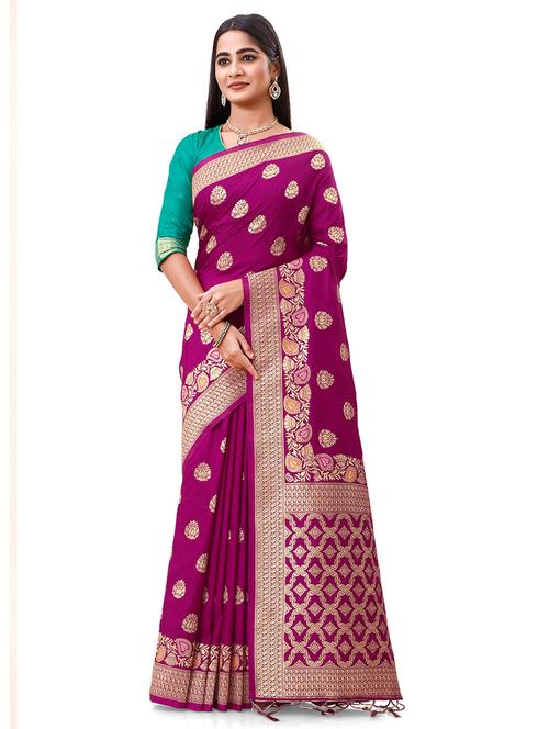 purple silk saree with blouse - 19510326 - Very Small Image - 1