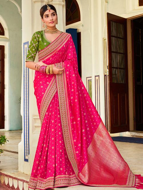 pink silk saree with blouse - 19510397 - Very Small Image - 1