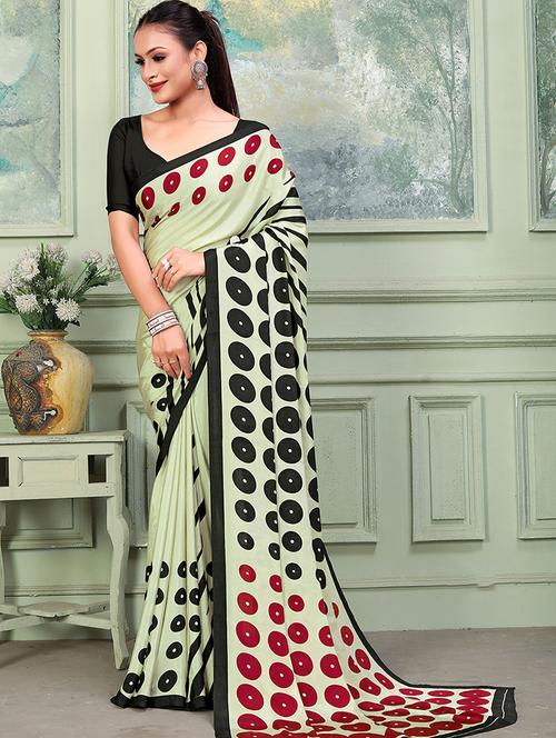 green crepe woven printed saree - 19510541 - Very Small Image - 1