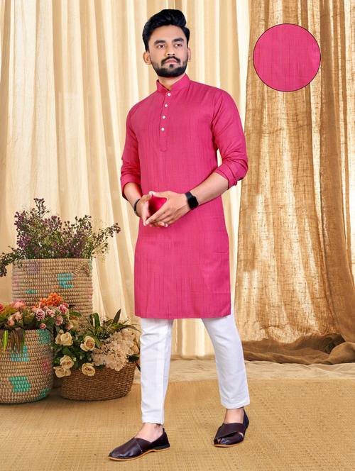 pink solid long kurta - 19510686 - Very Small Image - 1