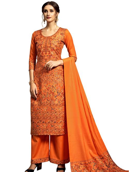 printed palazzo unstitched suit - 19510778 - Very Small Image - 1