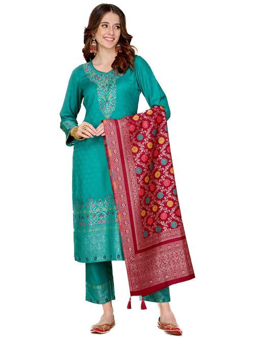 self design unstitched suit set - 19511110 - Very Small Image - 1