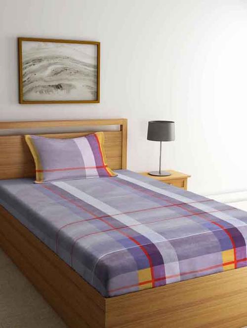 fabinaliv multicolor geometric 210 tc cotton blend single bedsheet with pillow cover - 19511517 - Very Small Image - 1