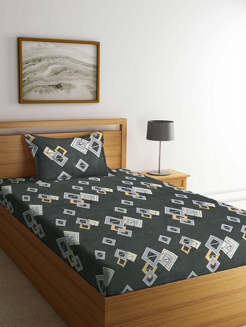 fabinaliv multicolor geometric 210 tc cotton blend single bedsheet with pillow cover - 19511532 - Very Small Image - 1