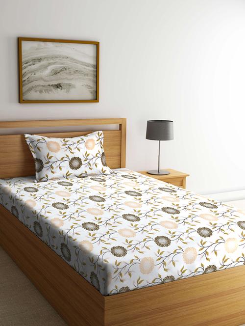 fabinaliv multicolor floral 210 tc cotton blend single bedsheet with pillow cover - 19511545 - Very Small Image - 1