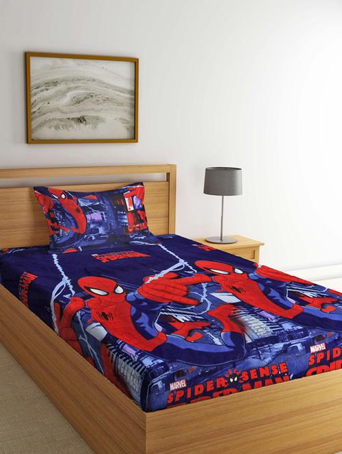 fabinaliv multicolor cartoon print 210 tc cotton blend single bedsheet with pillow cover - 19511574 - Very Small Image - 1