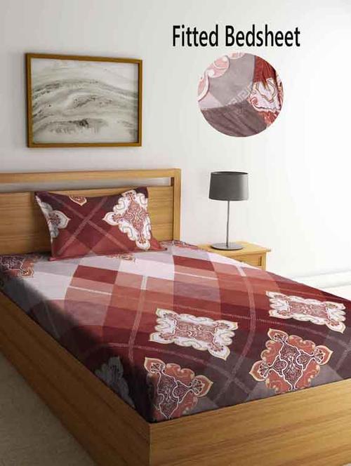 printed bed sheet with pillow cover - 19511613 - Very Small Image - 1