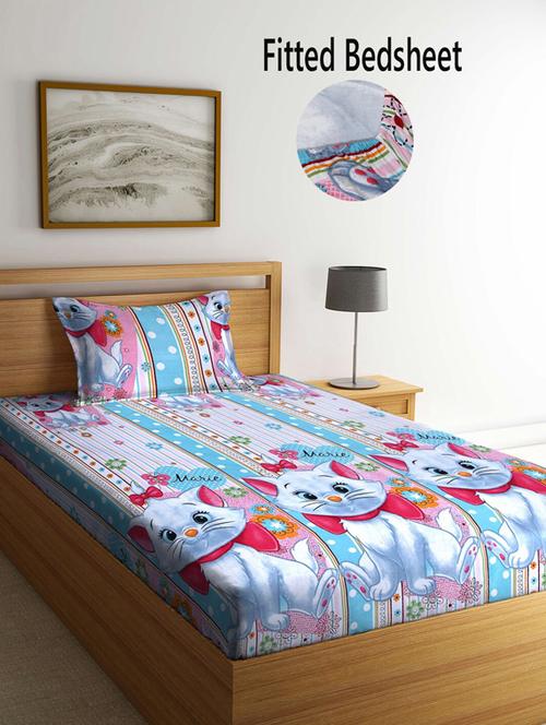 printed bed sheet with pillow cover - 19511657 - Very Small Image - 1