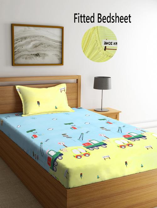 printed bed sheet with pillow cover - 19511660 - Very Small Image - 1