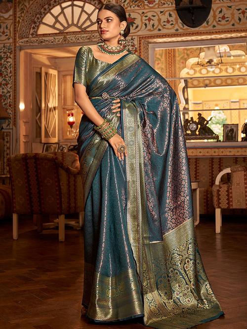 self designed woven saree with blouse - 19511803 - Very Small Image - 1