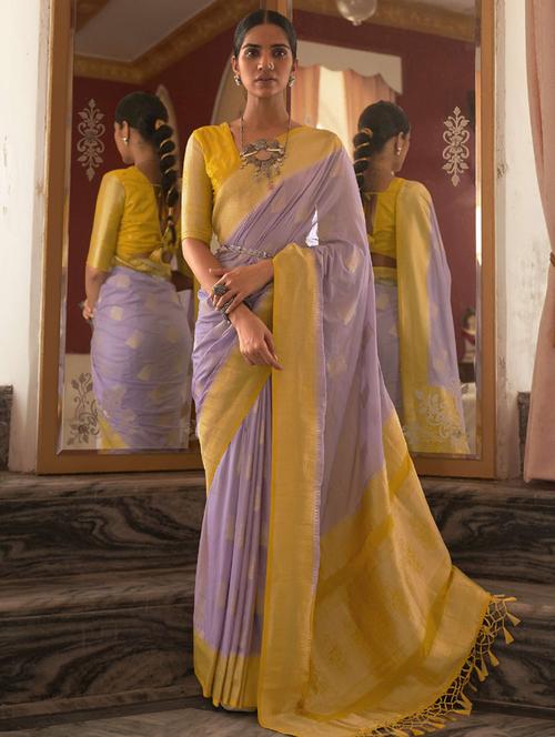 purple silk saree with blouse - 19512059 - Very Small Image - 1