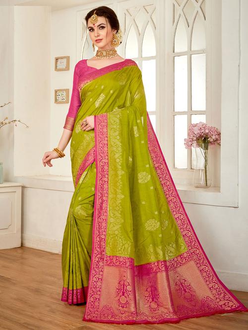 green silk saree with blouse - 19512083 - Very Small Image - 1