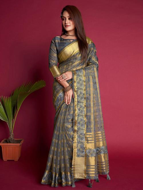 self designed woven saree with blouse - 19512167 - Very Small Image - 1