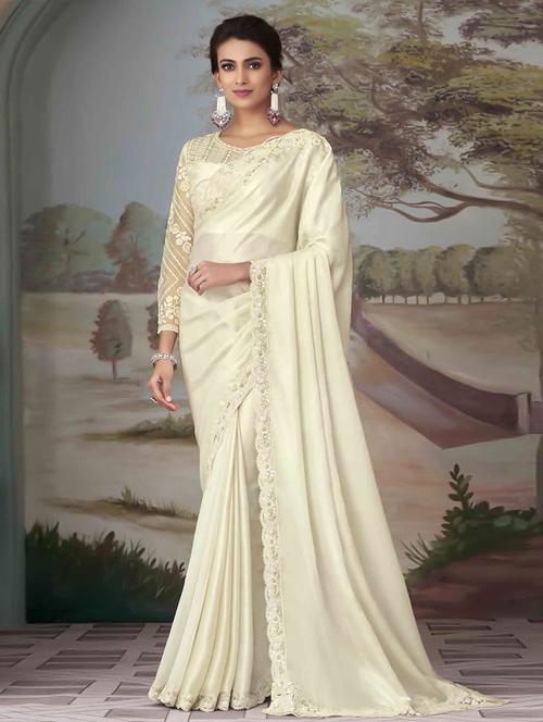 off white bordered saree with blouse - 19512193 - Very Small Image - 1
