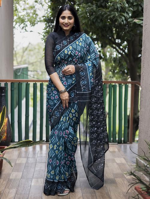 self designed printed saree with blouse - 19512322 - Very Small Image - 1