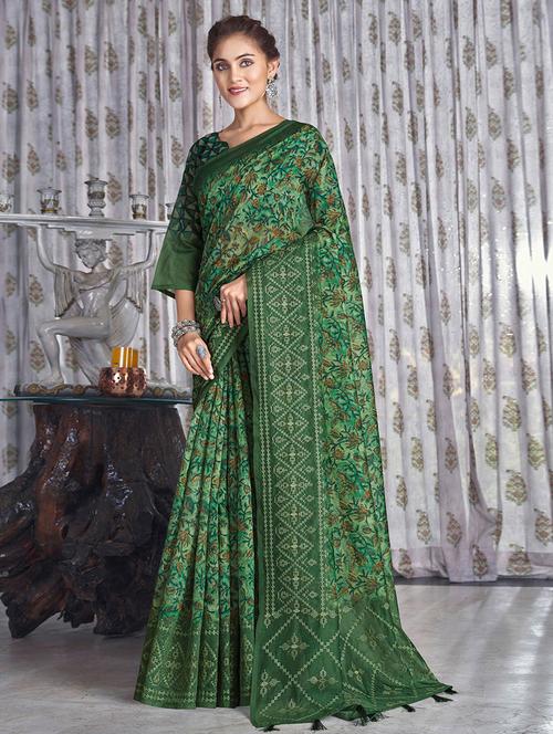 self designed printed saree with blouse - 19512354 - Very Small Image - 1
