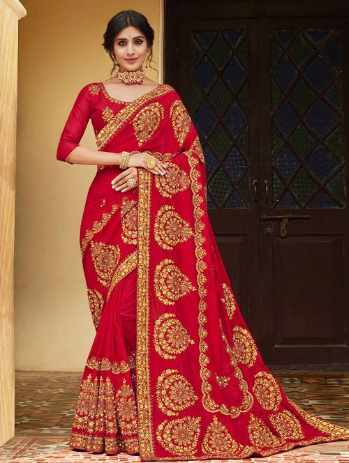 self designed embroidered saree with blouse - 19512365 - Very Small Image - 1