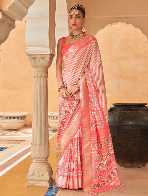 pink silk baluchari saree - 19512935 - Very Small Image - 1