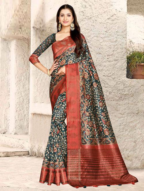 multi colored printed saree with blouse - 19512972 - Very Small Image - 1
