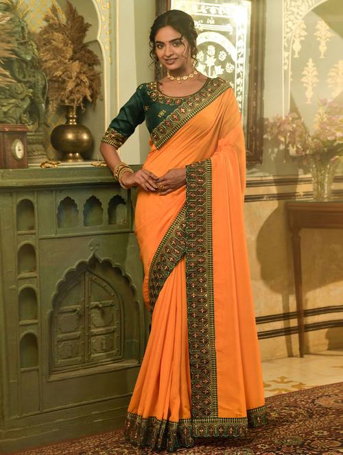 yellow silk solid border saree - 19513026 - Very Small Image - 1