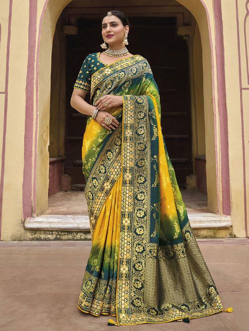 multi colored self design woven saree with blouse - 19513125 - Very Small Image - 1