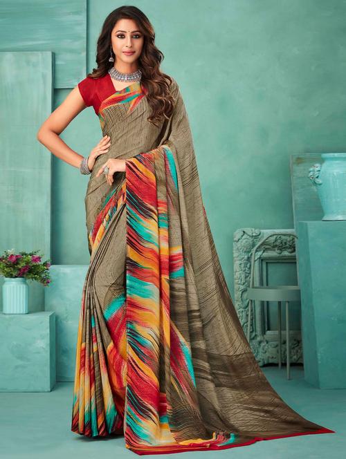 multi colored silk printed saree - 19513162 - Very Small Image - 1