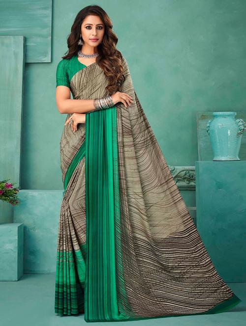 grey silk printed saree - 19513168 - Very Small Image - 1