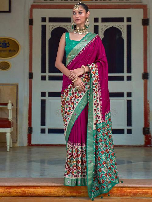 magenta silk saree with blouse - 19513226 - Very Small Image - 1