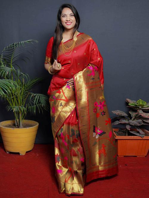 paithani silk saree with blouse - 19513291 - Very Small Image - 1