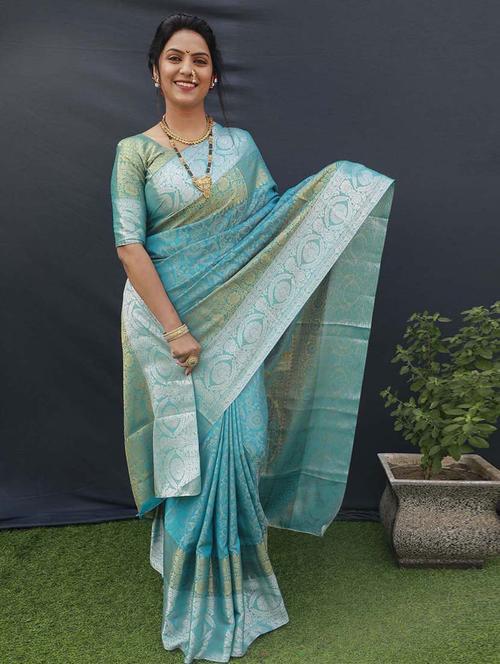 kanjivaram silk saree with blouse - 19513305 - Very Small Image - 1