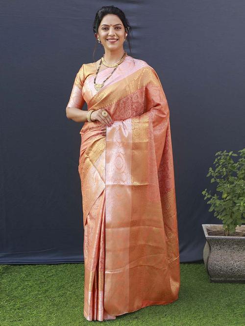 banarasi silk saree with blouse - 19513312 - Very Small Image - 1