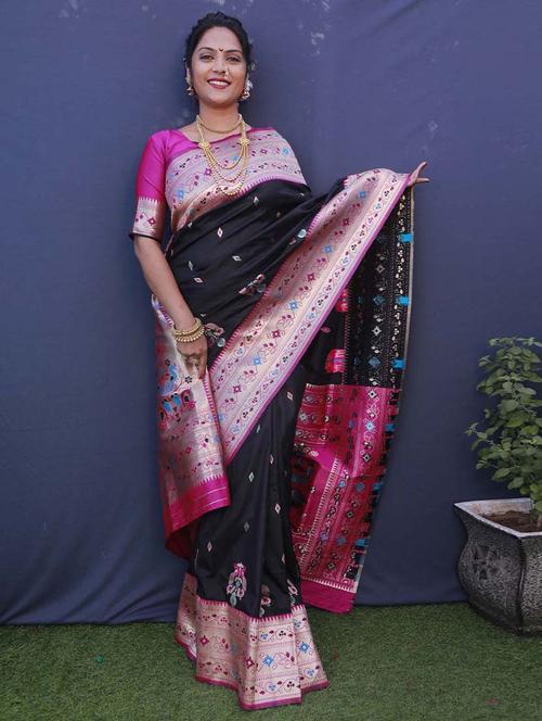 paithani silk saree with blouse - 19513316 - Very Small Image - 1
