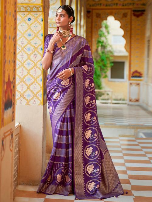 banarasi silk saree with blouse - 19513333 - Very Small Image - 1