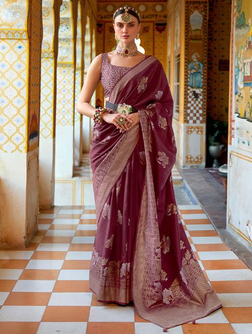 banarasi silk saree with blouse - 19513339 - Very Small Image - 1