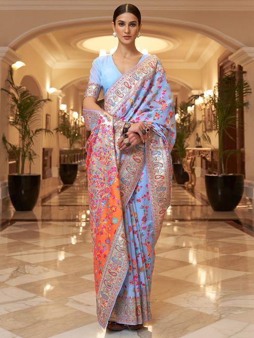 pashmina saree with blouse - 19513346 - Very Small Image - 1