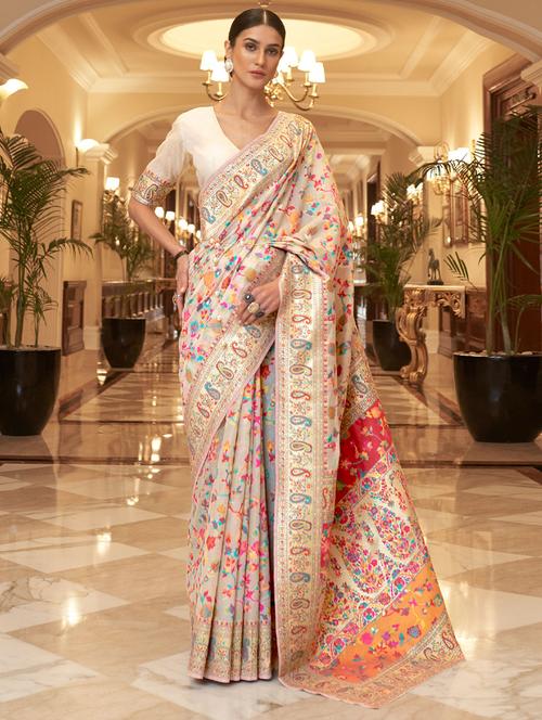 pashmina saree - 19513350 - Very Small Image - 1